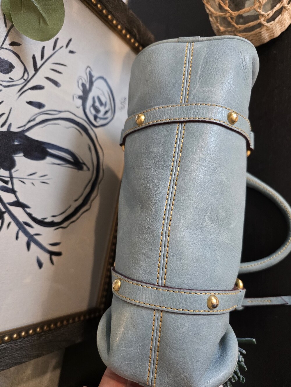 Dooney & Bourke Florentine Vachetta Leather Satchel With Tassel And Buckle - Picture 11 of 13